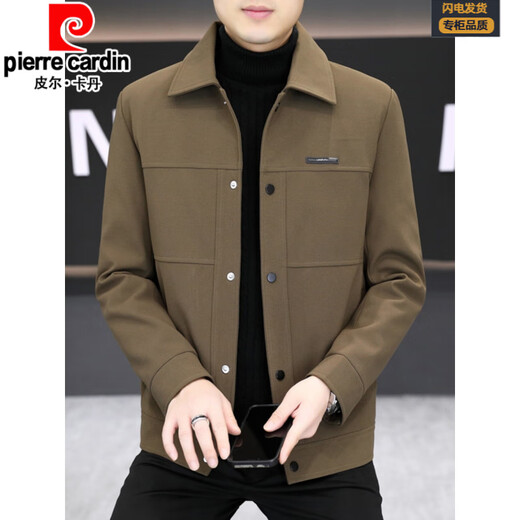 Pierre Cardin high-end jacket men's 2025 autumn and winter new style light mature style business casual men's youth jacket plus velvet and thickening black plus-velvet thickening M 90-105Jin Jin equals 0.5 kg