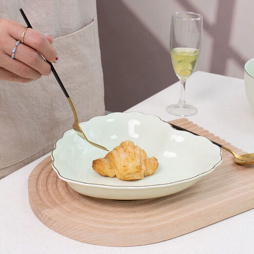 Meikejie ceramic bowl household Baichuan Jasper new single light luxury gold-rimmed tableware noodle bowl dish bowl plate rice bowl simple Baichuan Jasper 5-inch bowl 10 pieces