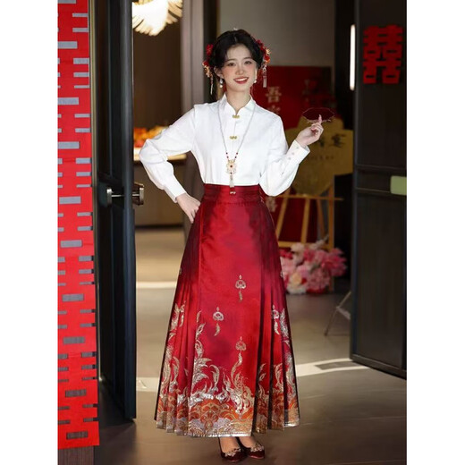 Hengyuanxiang Red Coat Toast Wear New Chinese Style Top Autumn and Winter Small Bride Wedding Double-sided Wool Coat Engagement Top L Large Size