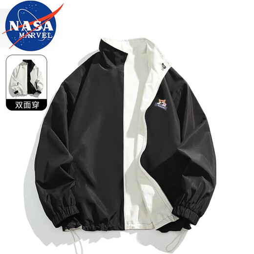 NASA MARVEL Jacket Men's Jacket Spring and Autumn Zodiac Year Stand Collar Reversible Loose Casual Top Black M
