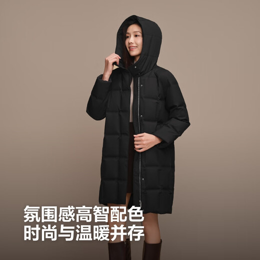 Bosideng 25 years winter women's goose down thickened hooded loose mid-length business versatile shopping mall down jacket