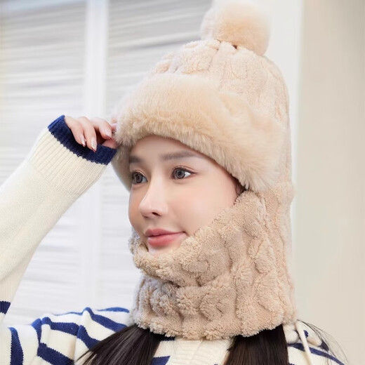 Antarctic hat winter for men and women, middle-aged and elderly people, warm mask, neck protection hat, neck scarf, integrated ear protection, woolen hat, women's knitted hat