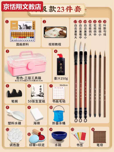 Chong Xing Chinese Painting Pigments Beginner Set Chinese Painting Supplies Tools Complete Set of Ink Painting Introductory Materials Primary School Students Art Teacher Recommended 12 Colors 12ml