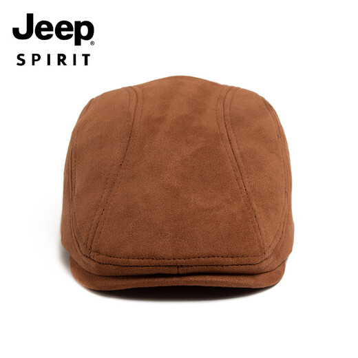 JEEP fashion suede beret men's autumn and winter retro peaked cap casual painter forward cap elastic head circumference black - suede peaked cap one size adjustable
