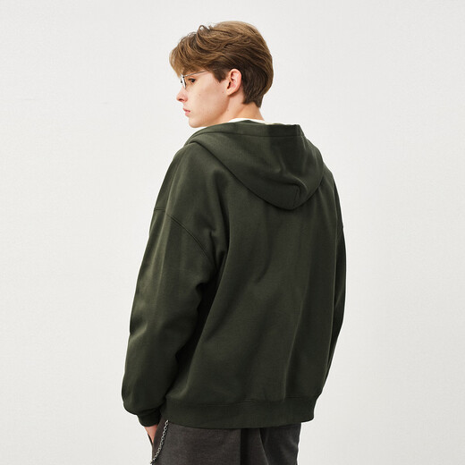 714street high-density anti-pilling henley collar sweater for men 2025 autumn and winter off-shoulder loose knitted sweater top dark green XL