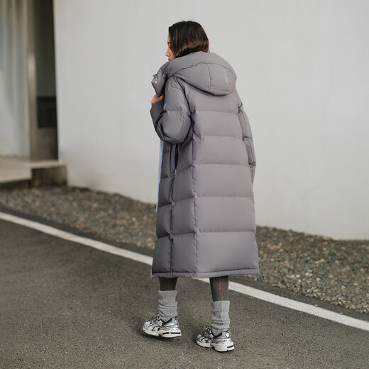 Tambor down jacket women's long 25 winter removable hood casual bread coat thickened and warm TB5550888D Blue Star Gray M (165)