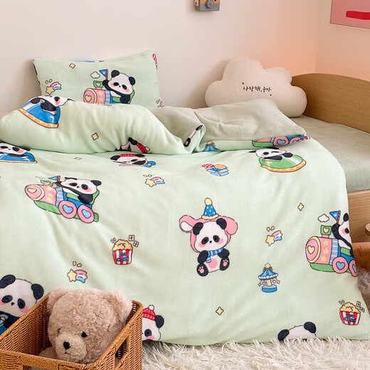 Casarotti Class A milk velvet toddler quilt multi-functional children's blanket type removable quilt cover soy quilt core kindergarten quilt Panda Paradise 100*120 quilt cover + 1.2 Jin Jin equals 0.5 kg soy quilt core