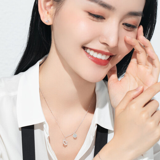 Wanfu Long Fritillary Unicorn pt950 Platinum Necklace for Women Niche Simple Cute Personalized Platinum Pendant Best Friend Gift Gift Platinum PT950 Niche Cute Unicorn Necklace 4.82g
