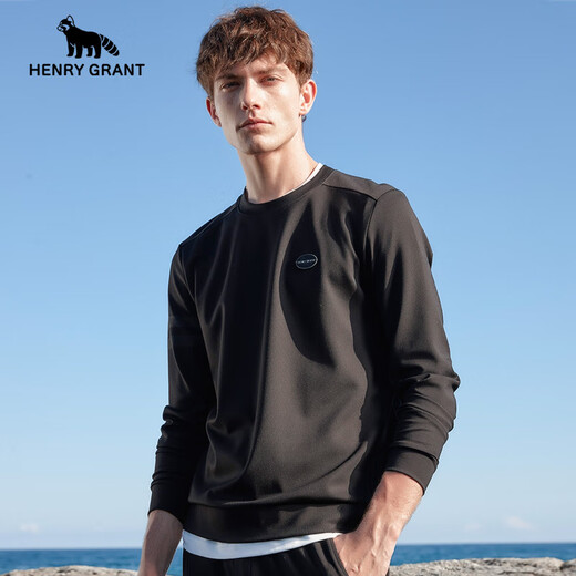 HENRY GRANT Henry Grant red panda autumn and summer comfortable long-sleeved sweatshirt men's T-shirt casual sports bottoming shirt white XL 180/100A(50)