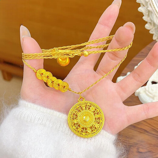 Pupan Lao Phoenix 999 Bengal Red Gold Jewelry Women's Necklace Sha Jin Fu Eight Treasures Compass Pendant Solid Fat A056 New Eight Treasures Compass + Qianlao Fengxiang Quality