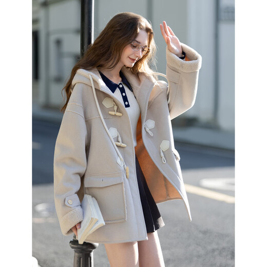 TonLion 2025 winter women's hooded imitation lamb hair composite one-hand length coat
