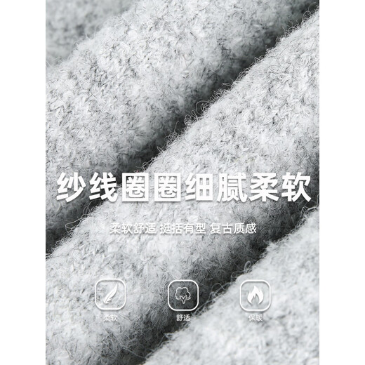 Heavy textured loop yarn pullover sweater for men in autumn and winter loose silhouette Henry collar sweater retro casual jacket charcoal gray L