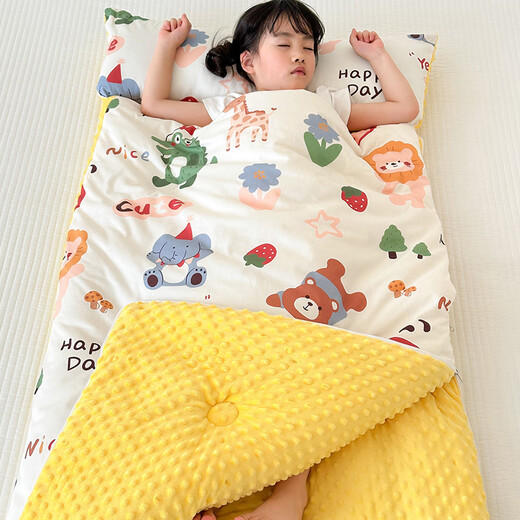 MUJI Class A all-cotton bean quilt autumn and winter quilt winter children's anti-kick quilt sleeping bag all-in-one kindergarten thickened and warm Bula Paradise Class A maternal and infant grade specially designed for babies 75*120cm Spring and Autumn Style Approximately 3 Jin Jin equals 0.5 kg Suitable for 0-3 years old
