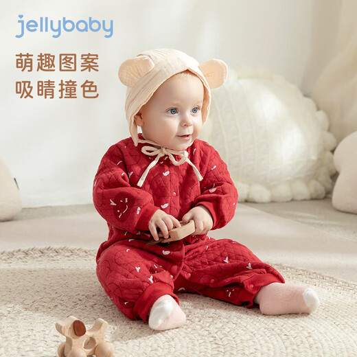 JELLYBABY Chinese style winter baby boy and girl infant jumpsuit jumpsuit one-month-old one-year-old suit New Year's greetings suit