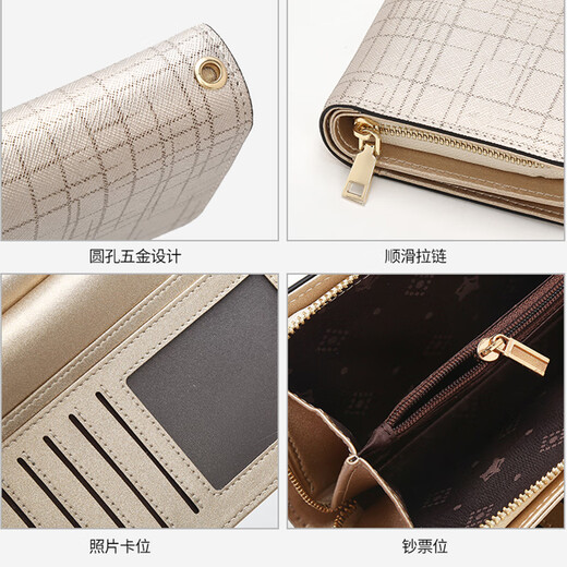 Gold fox leather women's wallet large capacity long card holder money note holder clutch bag coin purse light luxury girlfriend birthday gift