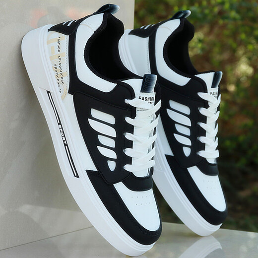 Chaussures masculines de la marque Shamulang pour le printemps et l'été 2025 Chaussures blanches en cuir pour hommes pour hommes Sports polyvalents Chaussures décontractées 9905 Modèle phare blanc et noir 39