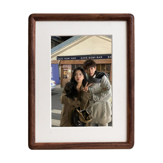 Uncle Lu 6-inch photo frame empty frame black walnut solid wood table high-end simple photo frame wooden picture frame framed self-installation