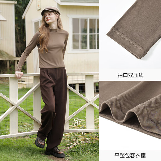 Xiangying half turtleneck inner bottoming shirt for women 2025 winter new slim long-sleeved pullover Maillard knitted top off-white L 165/88A/110-125Jin Jin equals 0.5 kg