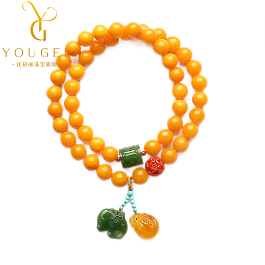 Yogurt Natural Amber Raw Stone Beeswax Bracelet Women's Jade Heather Southern Red Accessories Chicken Butter Yellow Full Honey Bracelet Beads 8mm