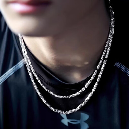 MZMZ platinum men's necklace pt950 platinum chain, versatile and simple accessories, Valentine's Day birthday gift for boyfriend, light luxury model - width 5mm, length 50cm