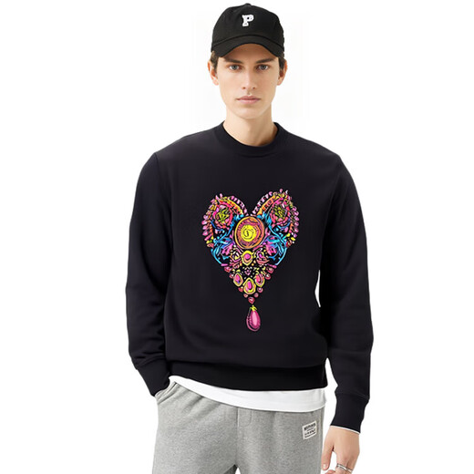 Versace (VERSACE) JEANSCOUTURE casual pullover love sweatshirt men's black black M