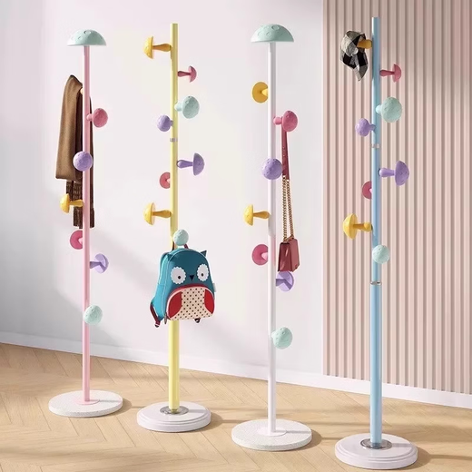 Children's clothes hanger floor-standing Internet celebrity mushroom clothes hanger girls' bedroom pole coat rack small space bag holder cream white beautiful storage-easy hanging and removal