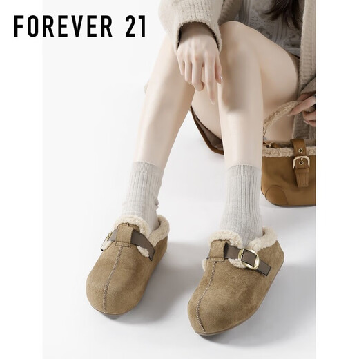 F21 plus velvet all-inclusive Birkenstock shoes for women 2025 new winter outer wear warm and inner heightening thick-soled cotton slippers maroon comfortable and warm Collect and follow for priority delivery 35