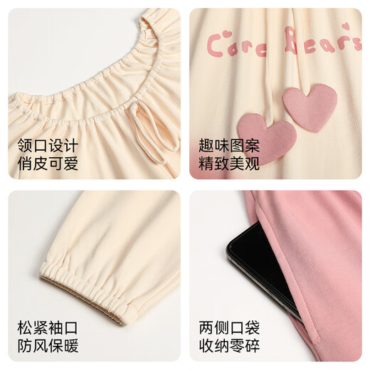 Yiduo couple pajamas women's autumn and winter with chest pad pure cotton long-sleeved princess style cartoon cute men's home wear set