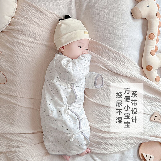 Baby nightgown and sleeping bag, constant temperature pure cotton baby, new born baby, monk robe, spring, autumn and winter, thin quilted anti-kick quilt, pink bear - type A organic pure cotton (can wrap hands), no quilting, no hood, 170 XXXS/52 size - clothing length 46cm for newborns