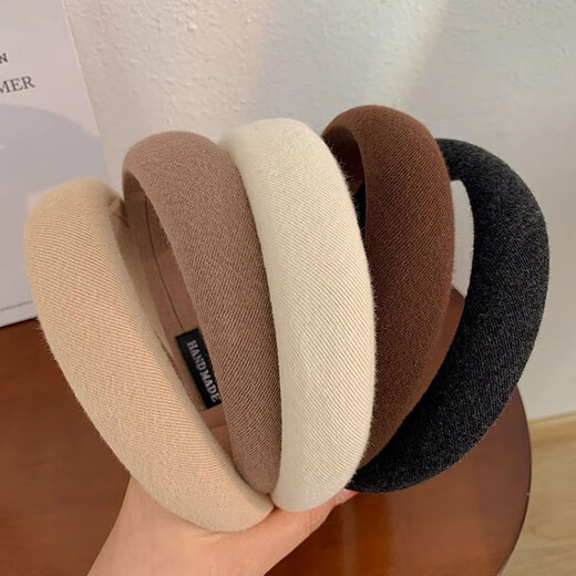 Follow-up sponge high headband women's face wash headband retro French wide-brimmed hair accessories hair bundle press hairpin headband dark coffee color + milk tea color 2 pcs