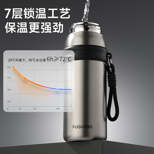Fuguang thermos water cup men's and women's cup tea cup outdoor cup large capacity business souvenir 680ml black