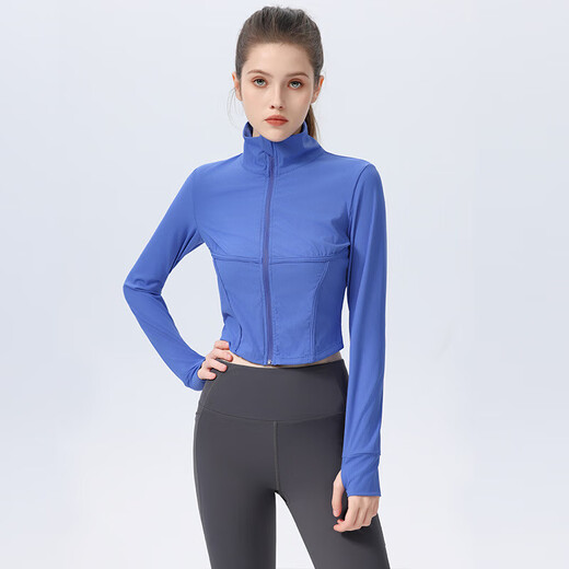 Gu Jianmu Yoga Wear Women's Tight Long Sleeve Running Fitness Jacket Training Cycling Wear Slim Sports Top Versatile Black S