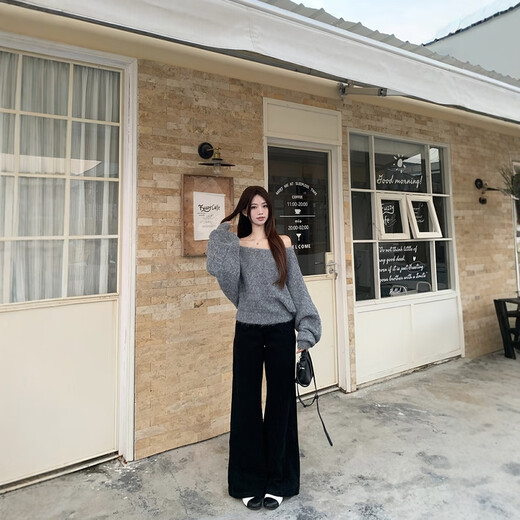 Su Yuwei French high-end white one-shoulder off-shoulder sweater for women in autumn and winter lazy style bat-sleeve sweater inner top, milky white Follow the store - free shipping insurance S (80-95Jin Jin is equal to 0.5kg)