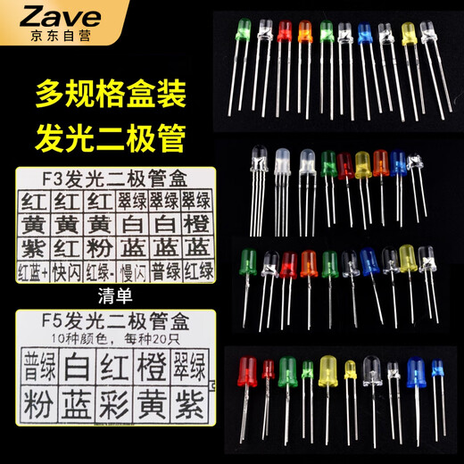 ZAVE light-emitting diode package LED lamp bead component package 0603LED package 5 types, 10 pieces each (50 pieces in total)