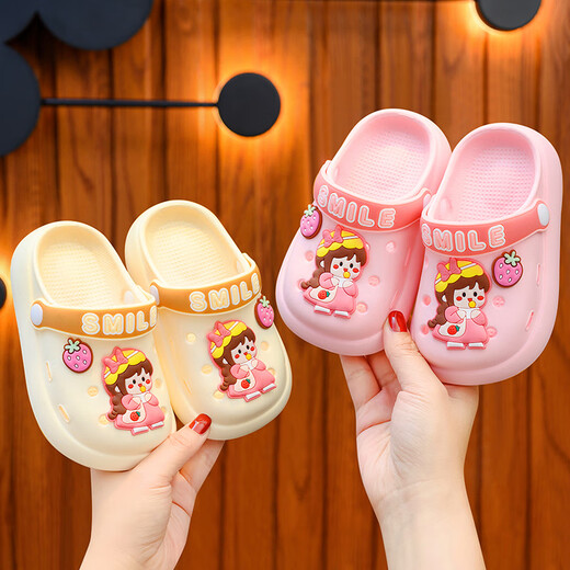 Lotto Children's Sandals 2024 New Girl Baby Indoor Non-Slip Ultra-Light Eva Baotou Princess Sandals Summer Pink (Girls Strawberry) 20_21 Inner Length 14CM 1-2 Years Old Wear