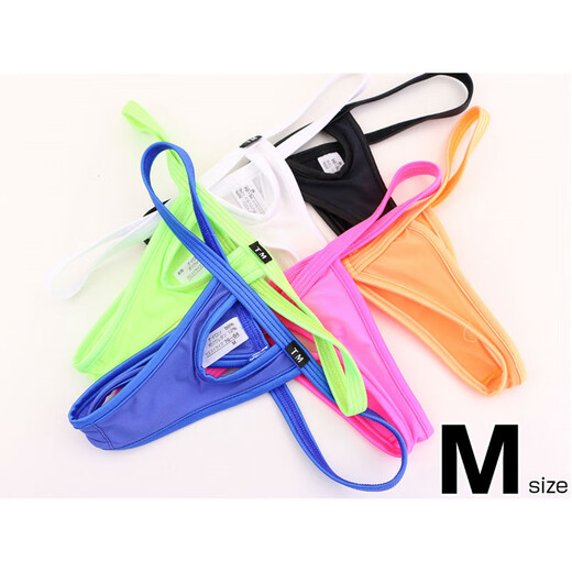 2025 new men's thong front hollow design, easy to take off, thin nylon stretch, comfortable and sexy T pants, black S