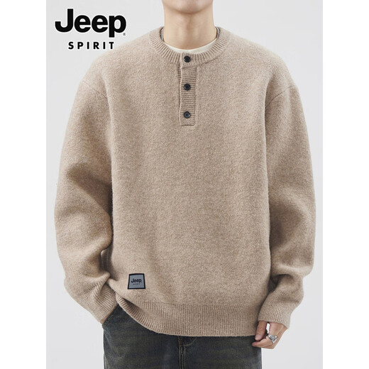 JEEP SPIRIT Jeep Henry Collar Sweater Men's Autumn and Winter Fashionable Casual Japanese Style Bottoming Wool Sweater Men's JRMM04 Black M 90-110Jin Jin is equal to 0.5 kg