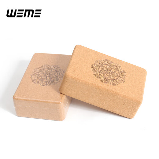 WEME high-density cork yoga bricks leg press auxiliary tools fitness yoga dance Pilates non-slip exercise bricks wood color 22.6*15*7.5cm (750g/Shore hardness 80)