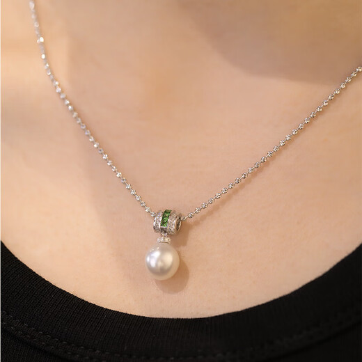 Half Akoya Seawater Pearl Necklace 18K Gold Diamond Australian White Pearl Pendant Girl Birthday Gift 9-10mm