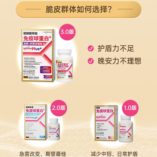 the GLOBALab德国高普免疫球蛋白胶囊提高免疫力增强抵抗力牛初乳丙种球蛋白肽 新款Plus3.0版【速愈强护盾力】好眠深睡配方