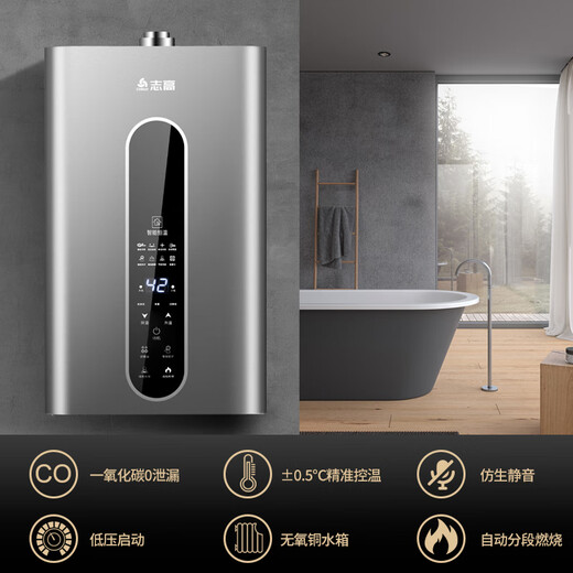 CHIGO balanced gas water heater, dedicated for indoor installation of household gas, instant heating, variable frequency constant temperature, low water pressure start, safe and anti-leakage, 12L indoor installation, one-section intelligent control constant temperature, natural gas (12T)