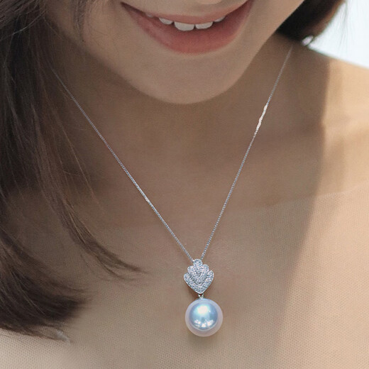 Nanxi Nanyang Australian white pearl pendant single 18K gold set with diamonds light luxury and elegant women's seawater pearl necklace gift (customized models will be shipped in about 7 days) 11-12mm+18k gold chain