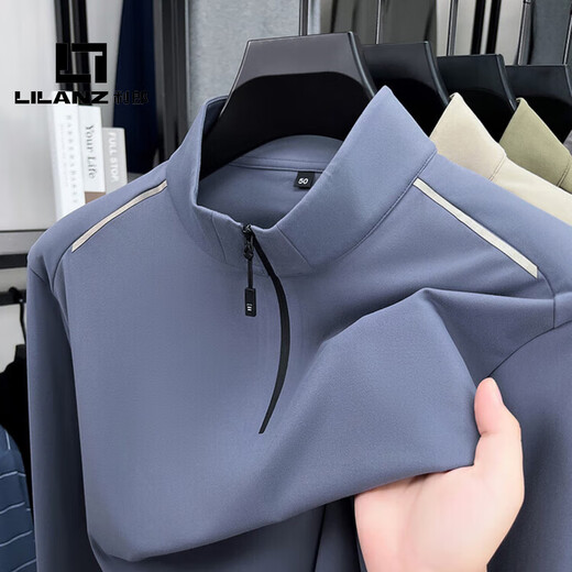 LILANZ official new light luxury high-end half-zip sweatshirt men's stand collar spring and autumn 2026 new solid color fashion flagship official khaki XL