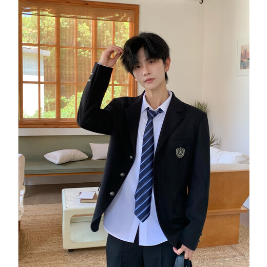 Towhale's Yearly Diary School Collection Black Suit Kurosaki Butler Suit and Trousers Suit Men's Autumn and Winter Jacket Tokyo Yearly Notes DK Kurosaki Butler Black Suit Free Metallic Green Badge 2XL