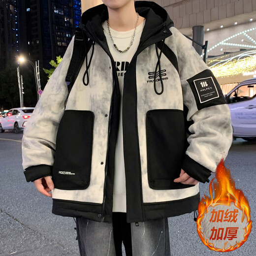 Woodpecker (TUCANO) velvet and thickened jacket for men in autumn and winter 2025 new fashion brand contrasting color jacket for men and teenagers warm and cold-proof clothes 817 beige velvet and thickened L recommended 110-130 Jin Jin equals 0.5 kg can be worn