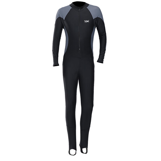 Wetsuit Men's One-piece Jellyfish Suit Long Sleeve Long Pants Snorkeling Whole Body Sunscreen Quick-Drying Warm Swimsuit Large Size Winter Swimming Black and Gray Long Sleeve + Swimming Cap + Swimming Goggles + Earplugs Nose Clip + Swimming Bag M Recommended 98-115Jin Jin is equal to 0.5kg