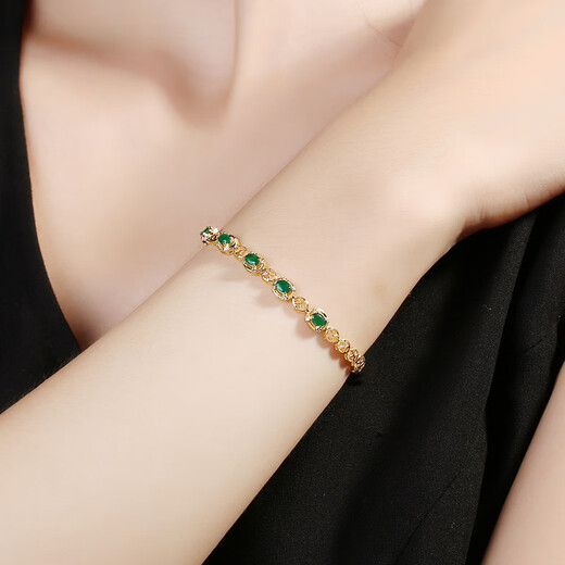 COASZE 0.82 carat emerald gemstone bracelet 18K gold diamond inlaid colorful treasure for women emerald gemstone bracelet