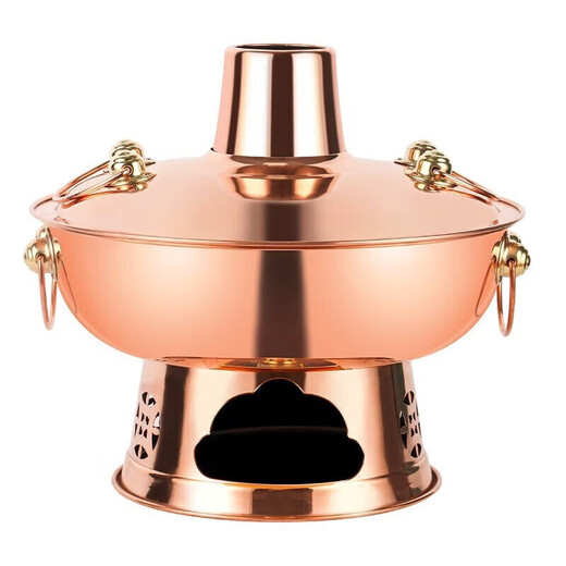 Baijie copper hot pot charcoal hot pot thickened copper hot pot handmade pot copper pot hot pot old-fashioned hot pot special pot extra thick copper clear soup pot 36cm
