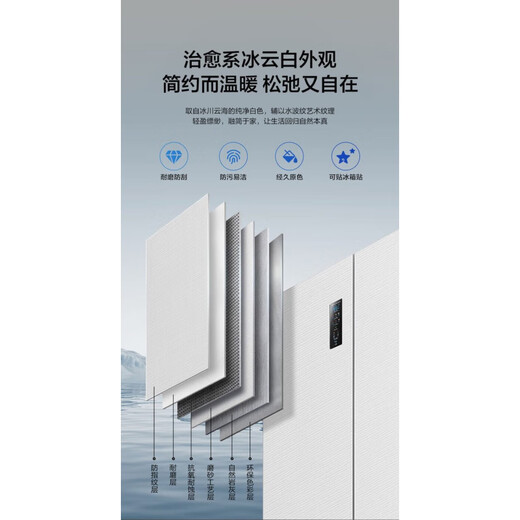 海信（Hisense）496plus十字四开门真空冰箱一级双变频主动除菌60CM纯平嵌入 冰云白