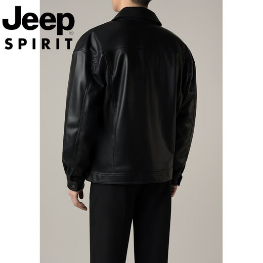 JEEP SPIRIT Jeep international brand autumn and winter trendy men's handsome high-end men's motorcycle short leather jacket jacket for men black 4XL